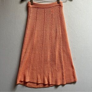 Wilfred coral crocheted A-line midi skirt Sz XS